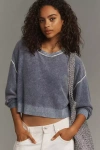 Pilcro The Alani Cropped Cashmere Crew-neck Sweater By  In Blue