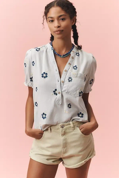 Pilcro The Aly Puff-sleeve Blouse By : Printed Edition