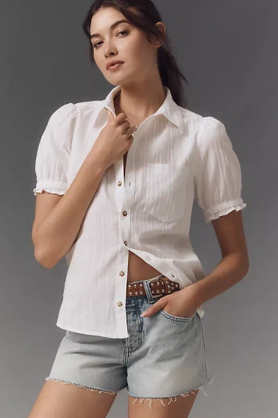 Pilcro The Aly Puff-sleeve Blouse By  In White