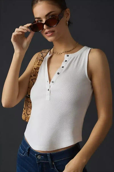 Pilcro Ribbed Henley Tank In White