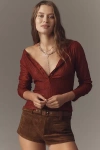 Pilcro The Andie Ribbed Spotlight Henley Long-sleeve Top By  In Red