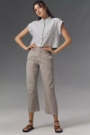 Pilcro The Arin Mid-rise Button-front Barrel Pants By : Linen Blend Edition In Grey