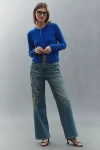 Pilcro The Austyn High-rise Cuffed Wide-leg Jeans By  In Blue
