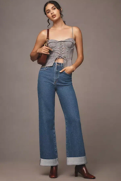 Pilcro The Austyn High-rise Cuffed Wide-leg Jeans By  In Blue