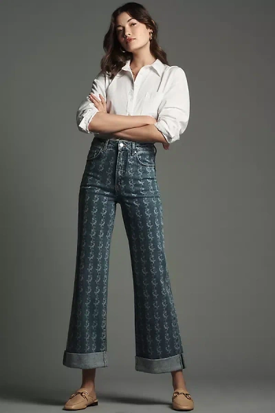 Pilcro The Austyn High-rise Cuffed Wide-leg Jeans By : Printed Edition In Blue