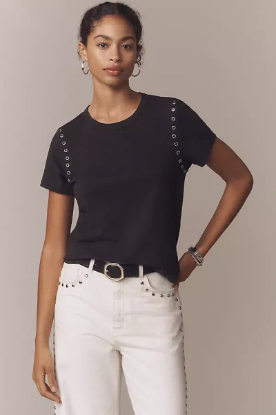 Pilcro The Bennie Cotton Slub Crew-neck Grommet Tee By