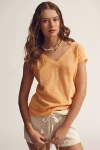 Pilcro The Bennie Cotton-slub Crew-neck Short-sleeve Tee By  In Orange