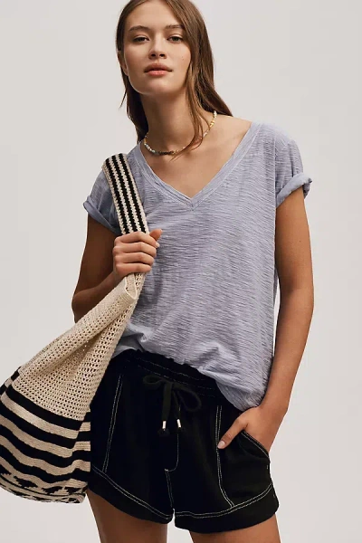 Pilcro The Bennie Cotton-slub Crew-neck Short-sleeve Tee By  In Purple