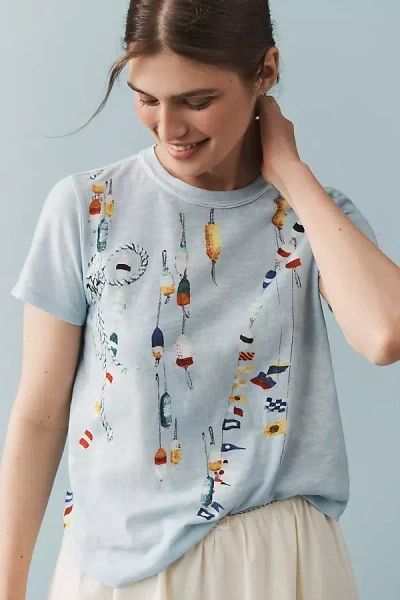 Pilcro The Bennie Cotton Slub Crew-neck Slim Tee By  In Blue
