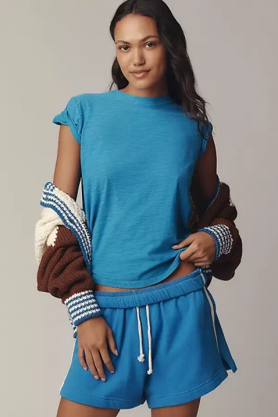 Pilcro The Bennie Cotton Slub Crew-neck Slim Tee By  In Blue