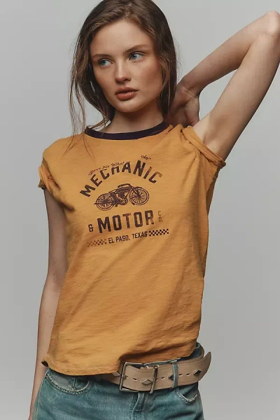 Pilcro The Bennie Cotton Slub Crew-neck Slim Tee By  In Yellow