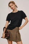 Pilcro The Bennie Cotton-slub Crew-neck Tee By : Puff-sleeve Edition In Black