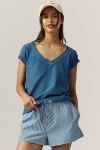 Pilcro The Bennie Cotton-slub V-neck Short-sleeve Tee By