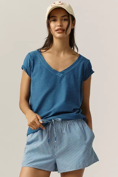 Pilcro The Bennie Cotton-slub V-neck Short-sleeve Tee By