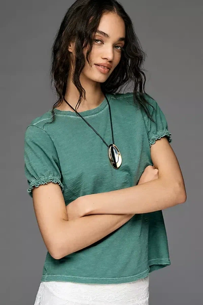 Pilcro The Bennie Puff-sleeve Crew-neck Tee By  In Green