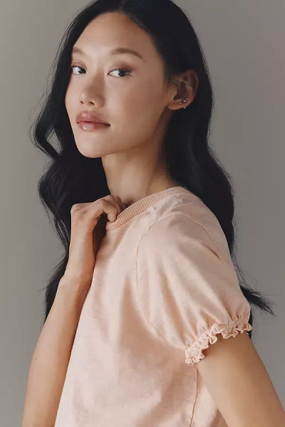 Pilcro The Bennie Puff-sleeve Crew-neck Tee By  In Pink