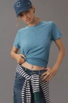 Pilcro The Bennie Slim Crew Neck Cotton-slub Tee By  In Blue