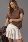 Pilcro The Bennie Slim Crew Neck Cotton-slub Tee By  In Brown