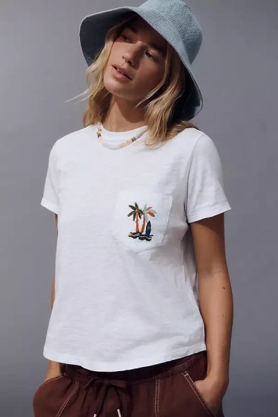 Pilcro The Bennie Cotton-slub Crew-neck Short-sleeve Tee By : Pocket Edition In White