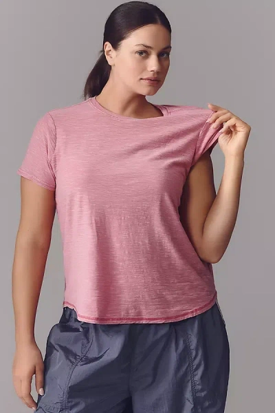 Pilcro The Bennie Slim Crew Neck Cotton-slub Tee By  In Pink