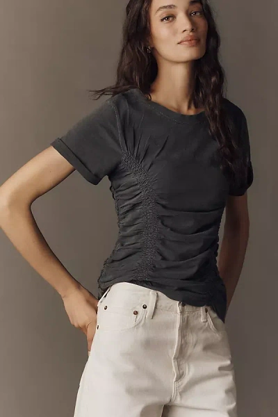 Pilcro The Bennie Slim Crew Neck Cotton-slub T-shirt By : Cinched Edition In Gray