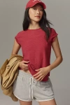 Pilcro The Bennie Slim Crewneck Cotton-slub Tee By  In Purple