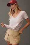 Pilcro The Bennie Slim Cotton-slub Tee By : V-neck Edition In Purple