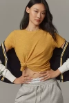 Pilcro The Bennie Slim Crewneck Cotton-slub Tee By  In Yellow