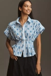 Pilcro The Bobbie Short-sleeve Fitted-waist Blouse By  In White