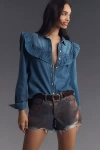 Pilcro The Devon Denim Shorts By : Coated Edition In Blue
