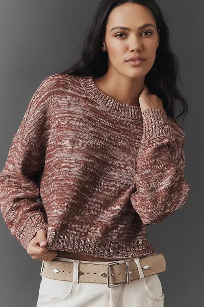 Pilcro The Goldie Wool Blend Long-sleeve Crew-neck Sweater In Pink