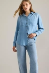 Pilcro The Hadley Relaxed Buttondown Shirt By  In Blue