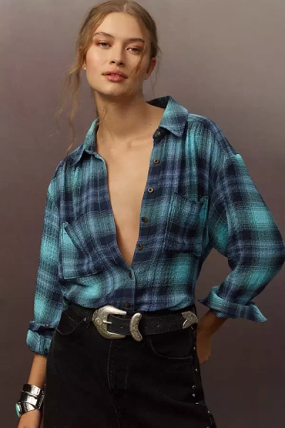 Pilcro The Hadley Relaxed Plaid Buttondown Shirt By U200b In Blue