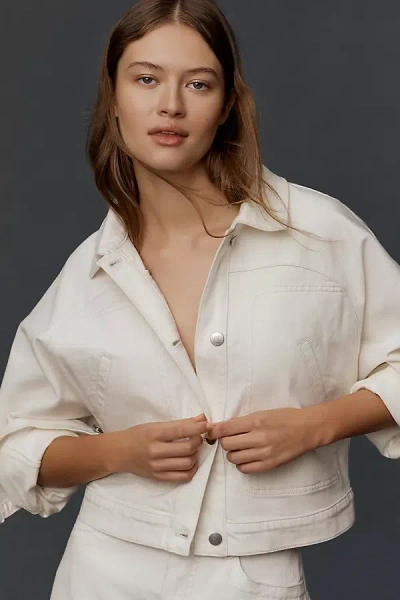 Pilcro The Imogen Regenerative Cotton Dolman-sleeve Denim Jacket In White