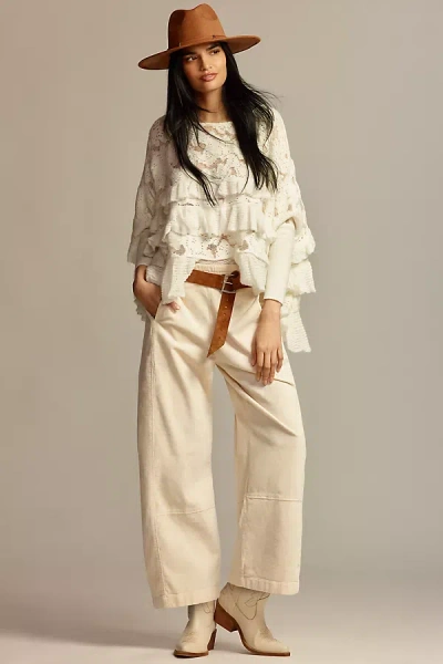 Pilcro The Izzie Relaxed Pull-on Barrel Pants By : Corduroy Edition In White