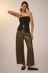 Pilcro The Izzie Relaxed Pull-on Barrel Pants By : Faux-leather Edition In Green