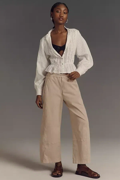Pilcro The Izzie Relaxed Pull-on Barrel Pants By : Twill Edition In Beige
