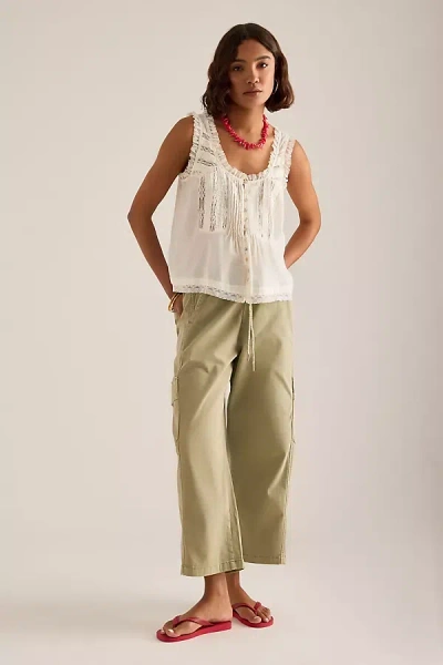 Pilcro The Izzie Relaxed Pull-on Cargo Barrel Trousers By  In Green