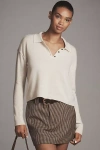 Pilcro The Jensen Cashmere Crop Polo Sweater By  In Neutral