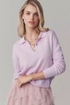 Pilcro The Jensen Cashmere Crop Polo Sweater By  In Purple