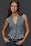 Pilcro The Jolene Regenerative Cotton Denim Vest By  Jacket In Blue