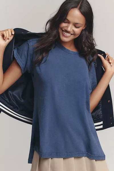 Pilcro The Jordyn Cotton-slub Crew-neck Oversized Tee By  In Blue