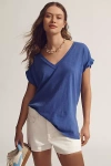 Pilcro The Jordyn Cotton-slub Crew-neck Oversized Tee By : Deep-v Edition In Blue