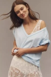 Pilcro The Jordyn Cotton-slub Crew-neck Oversized Tee By : Deep-v Edition In Blue