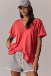 Pilcro The Jordyn Cotton-slub Crew-neck Oversized Tee By : Deep-v Edition In Orange