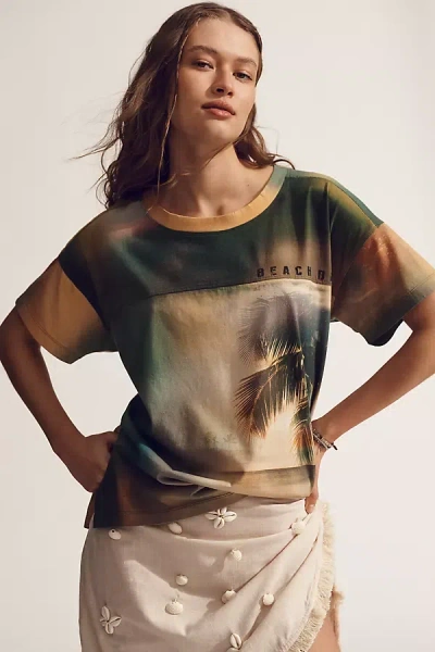 Pilcro The Jordyn Cotton-slub Crew-neck Oversized Tee By  In Green