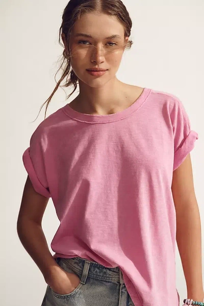 Pilcro The Jordyn Cotton-slub Crew-neck Oversized Tee By  In Pink