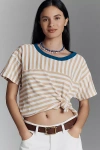 Pilcro The Jordyn Cotton-slub Crew-neck Oversized Tee By : Striped Edition