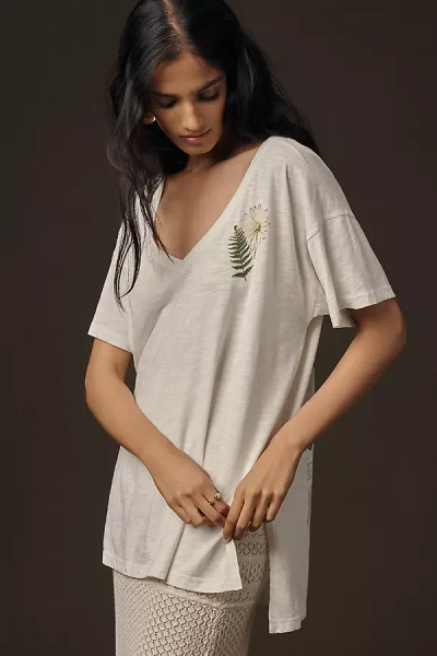 Pilcro The Jordyn Cotton-slub V-neck Oversized Tee By  In White