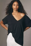 Pilcro The Jordyn Cotton-slub Crew-neck Oversized Tee By : Deep-v Edition In Black
